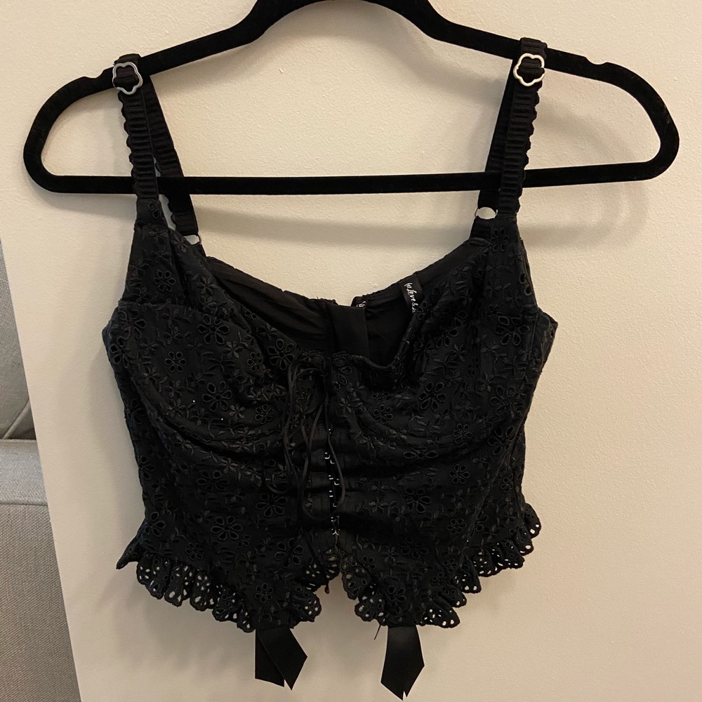 For Love & Lemons Black Sophie Eyelet Top